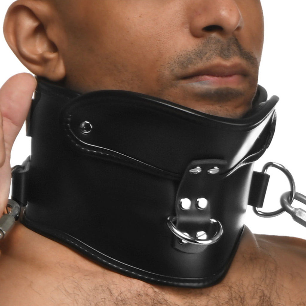 Master Series Rigid Posture Collar with Chin Brace Bondage and Fetish > Leashes and Collars - Tophatter Daily Deals